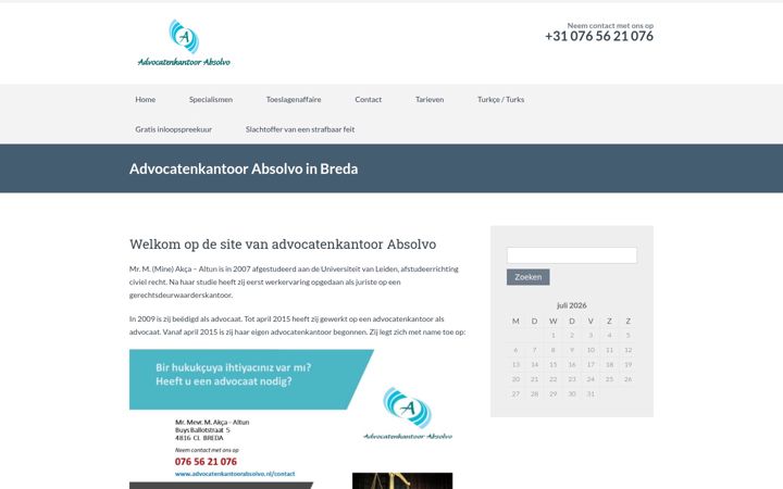 Screenshot του advocatenkantoorabsolvo.nl