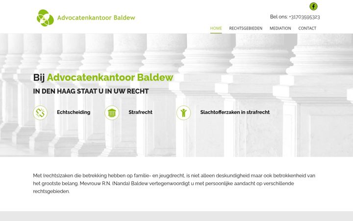 Screenshot of advocatenkantoorbaldew.nl