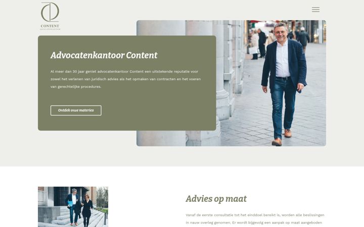 Screenshot of advocatenkantoorcontent.be
