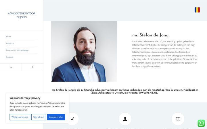 Screenshot of advocatenkantoordejong.nl
