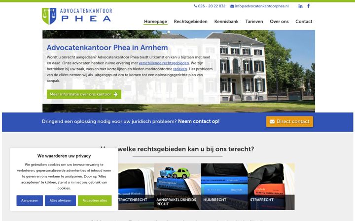Screenshot of advocatenkantoorphea.nl