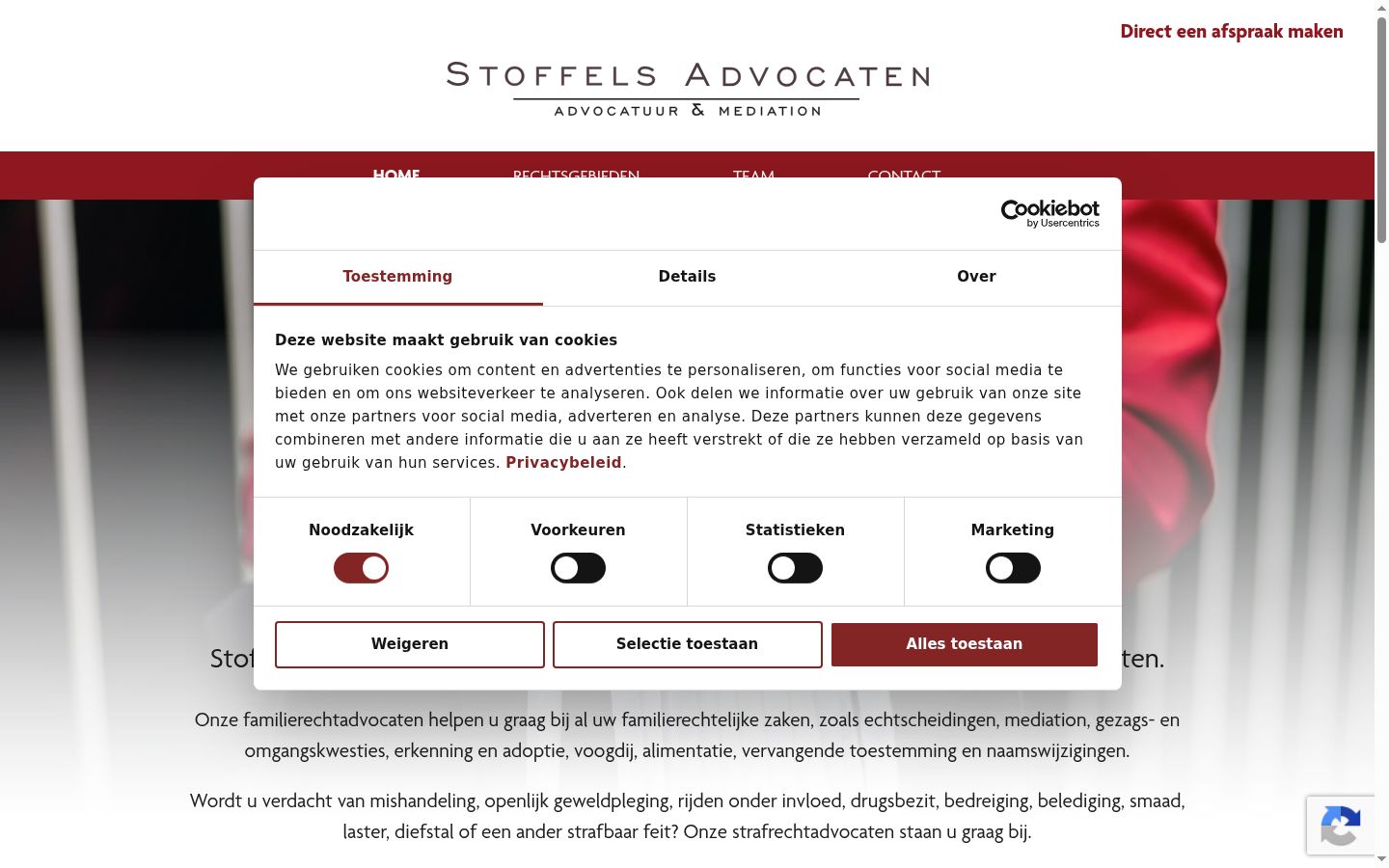 Screenshot del banner di consenso mostrato prima di qualsiasi interazione