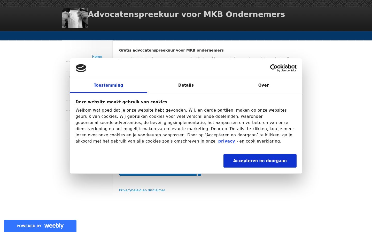 Skärmbild av samtyckesbannern som visades före någon interaktion