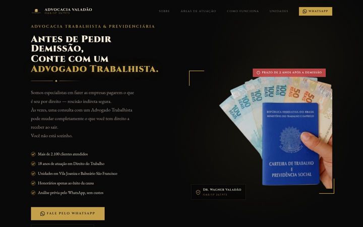 Screenshot of advogadowagnervaladao.com.br