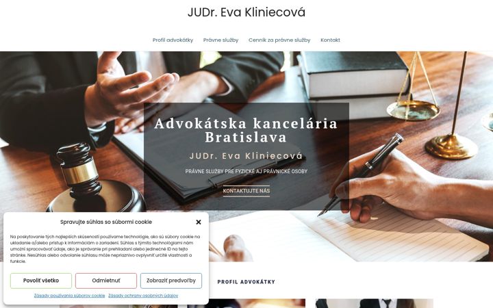 Snímek obrazovky advokat-judr-kliniecova.sk