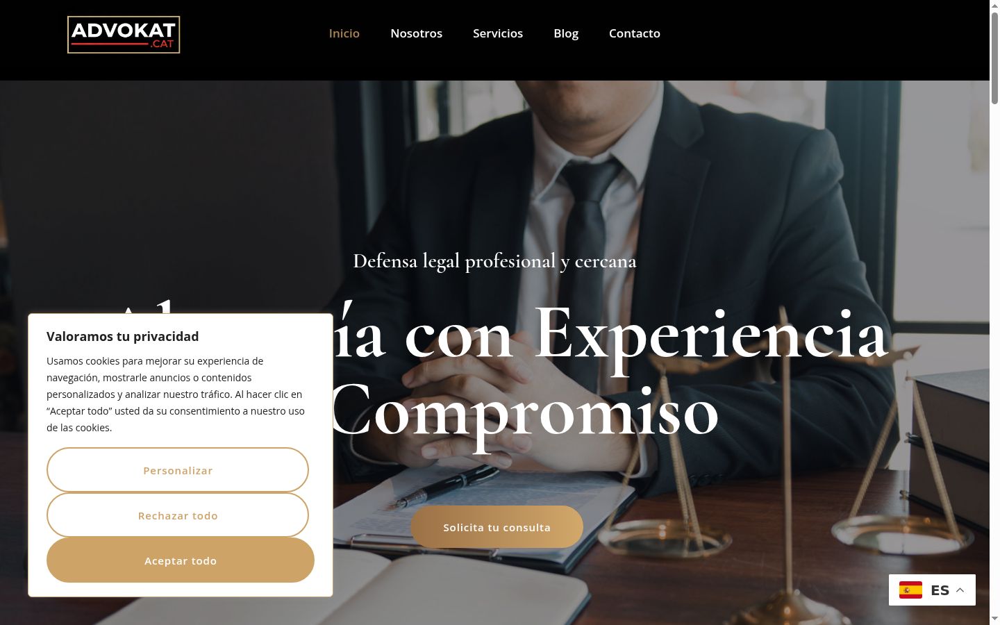 Captura de ecrã do banner de consentimento apresentado antes de qualquer interação