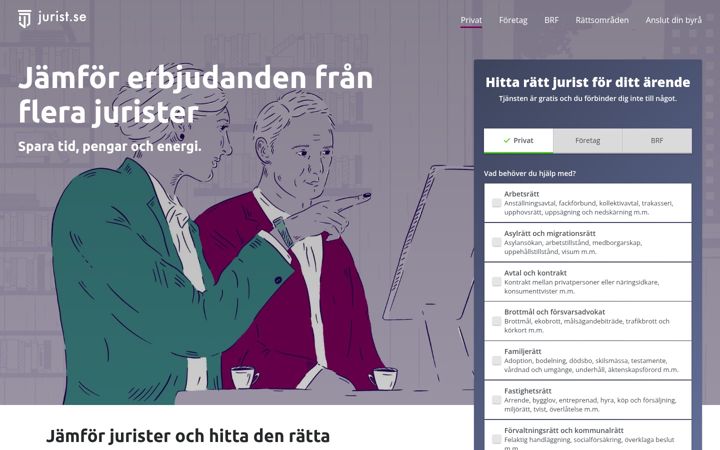Captura de pantalla de advokat.se