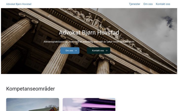 Kuvakaappaus sivustosta advokatbjornhovstad.no