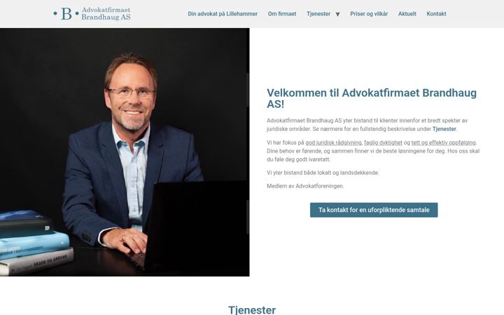 Captura de pantalla de advokatbrandhaug.no