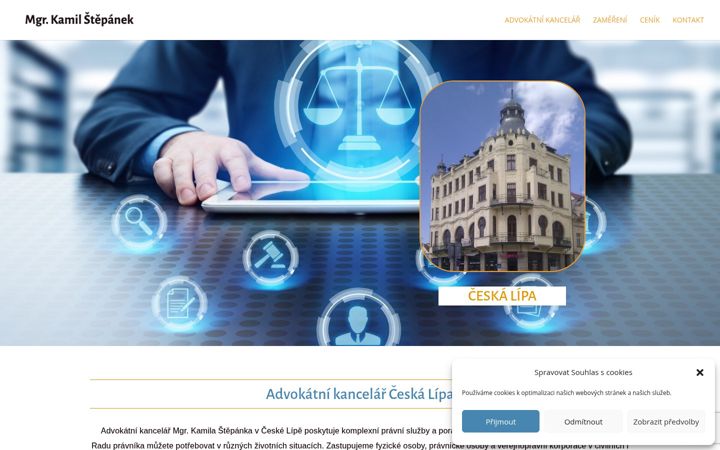 Kuvakaappaus sivustosta advokatceskalipa.cz