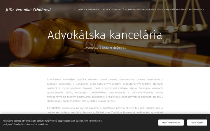 Kuvakaappaus sivustosta advokatcizmarova.sk