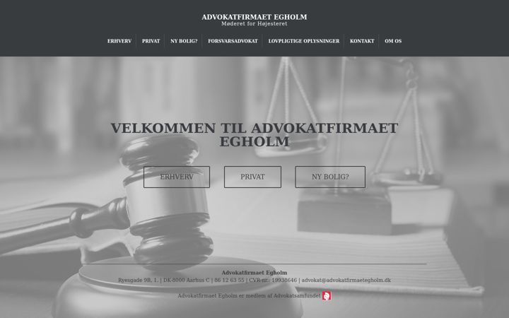 Kuvakaappaus sivustosta advokategholm.dk