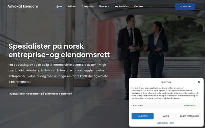 Kuvakaappaus sivustosta advokateiendom.no