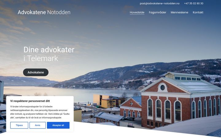 Skärmbild av advokatene-notodden.no