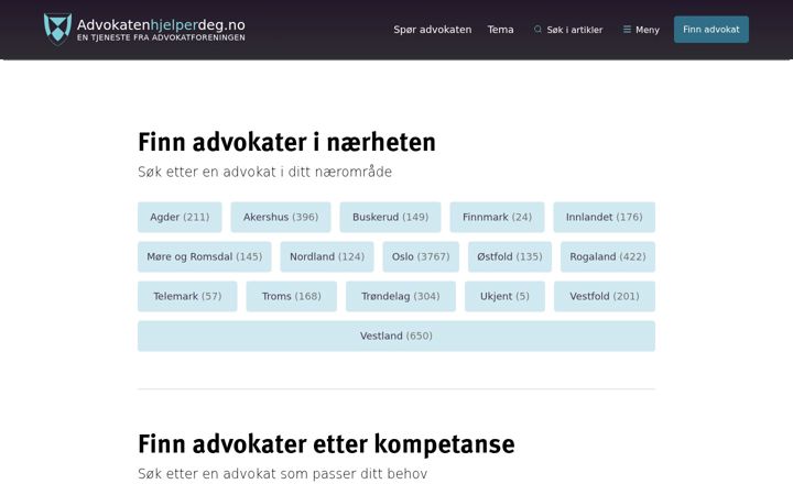 Skärmbild av advokatenhjelperdeg.no