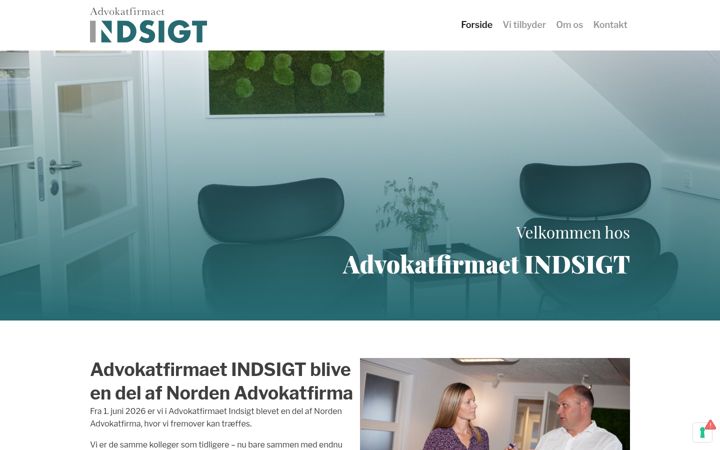 Ekraanipilt saidist advokatfirmaetindsigt.dk