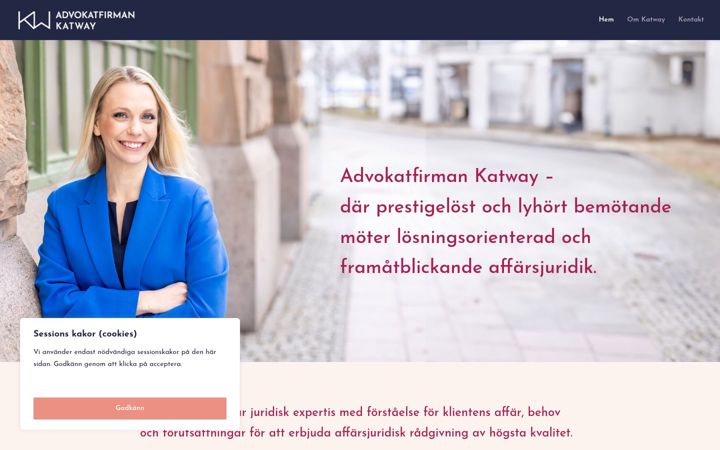 Skärmbild av advokatfirmankatway.se