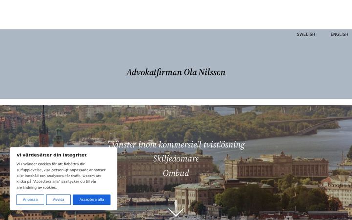 Skärmbild av advokatfirmanolanilsson.se