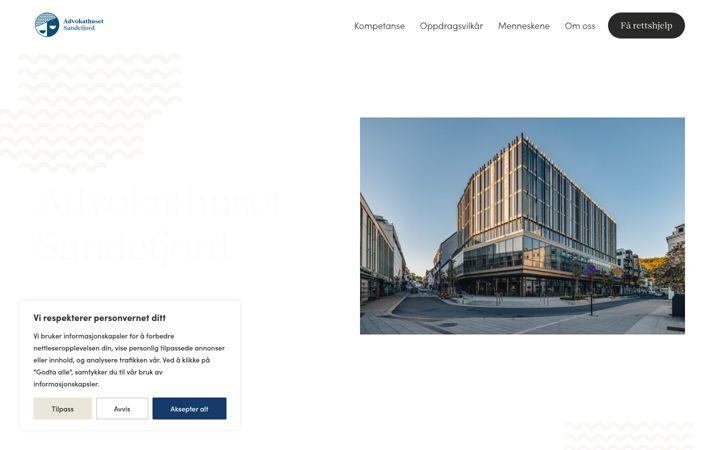 Skärmbild av advokathuset.no