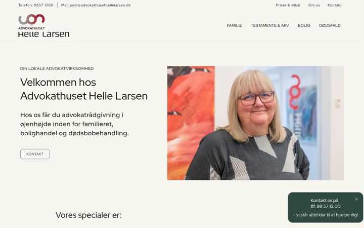 Captura de pantalla de advokathusethellelarsen.dk