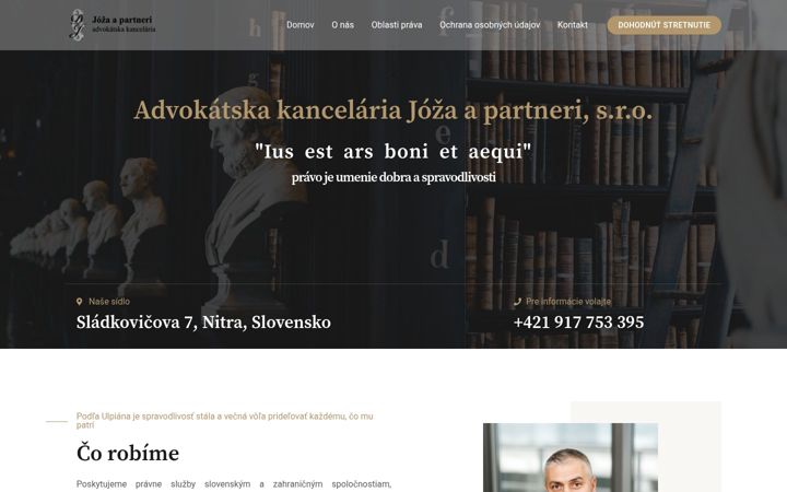 Captură de ecran a advokatjoza.sk