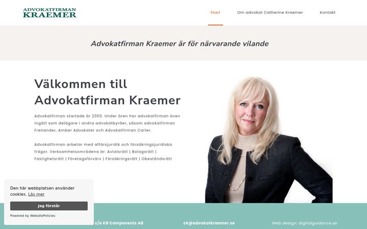 Captura de pantalla de advokatkraemer.se