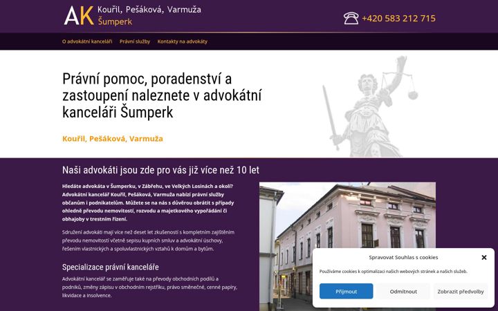 Screenshot of advokatnikancelar-sumperk.cz