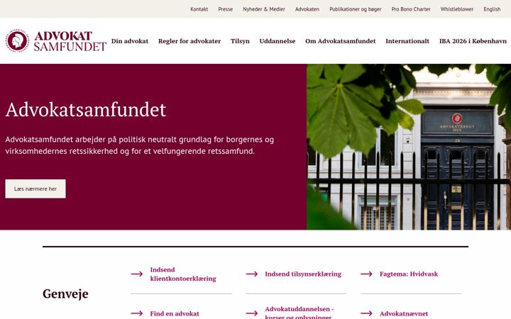 Screenshot of advokatsamfundet.dk