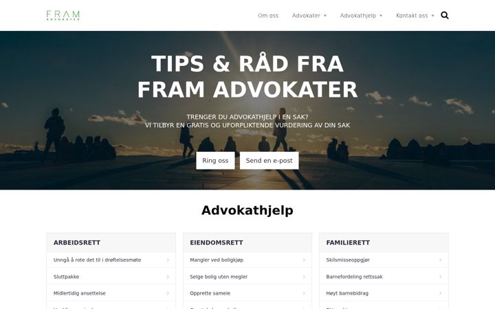 Екранна снимка на advokattips.no