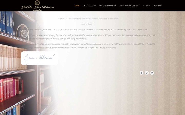 Screenshot of advokatuhrinova.sk