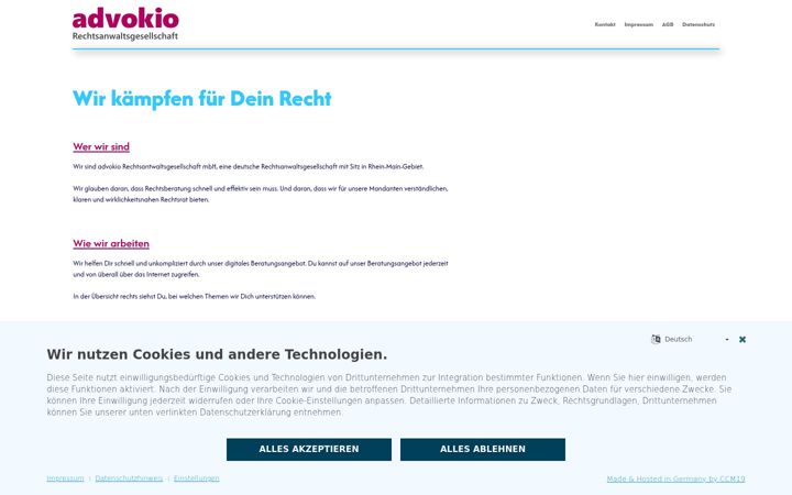 Screenshot of advokio-legal.com