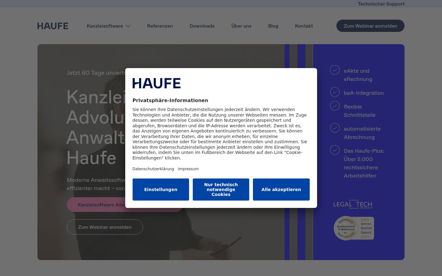 Screenshot del banner di consenso mostrato prima di qualsiasi interazione