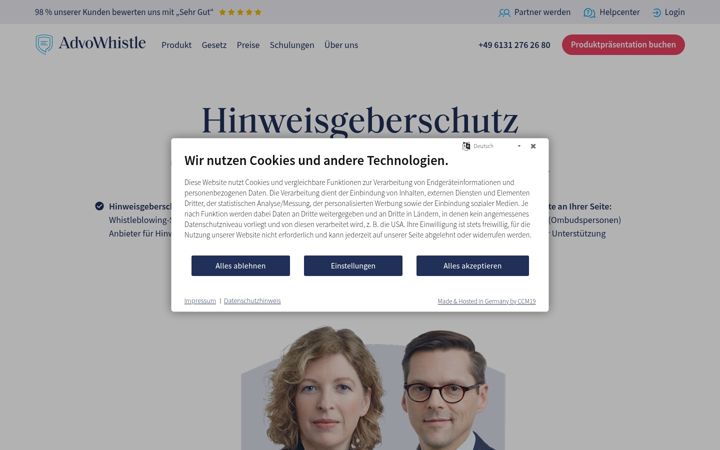 Screenshot of advowhistle.de
