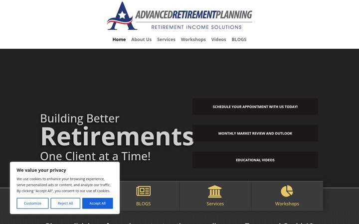 Screenshot of advretirementplanning.com