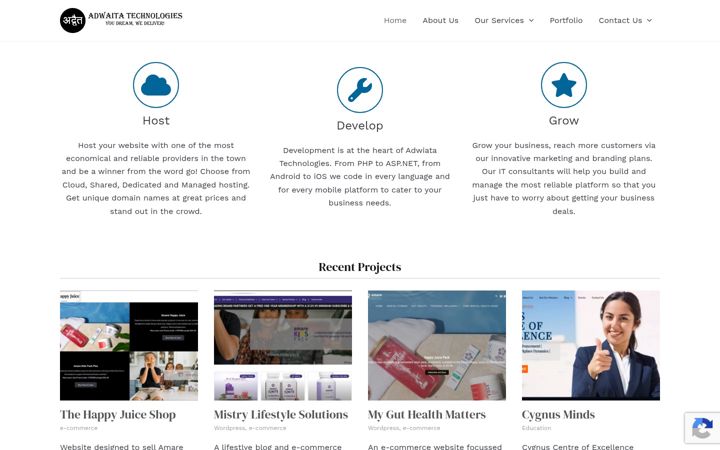 Screenshot of adwaitatech.com