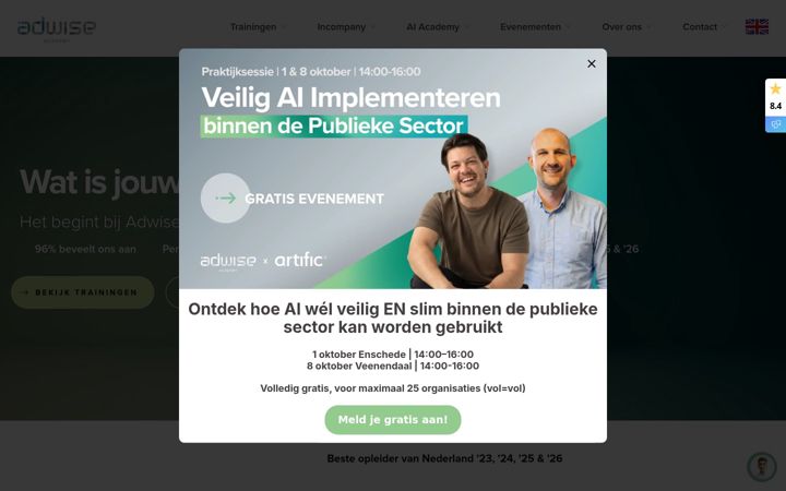 Screenshot of adwiseacademy.nl