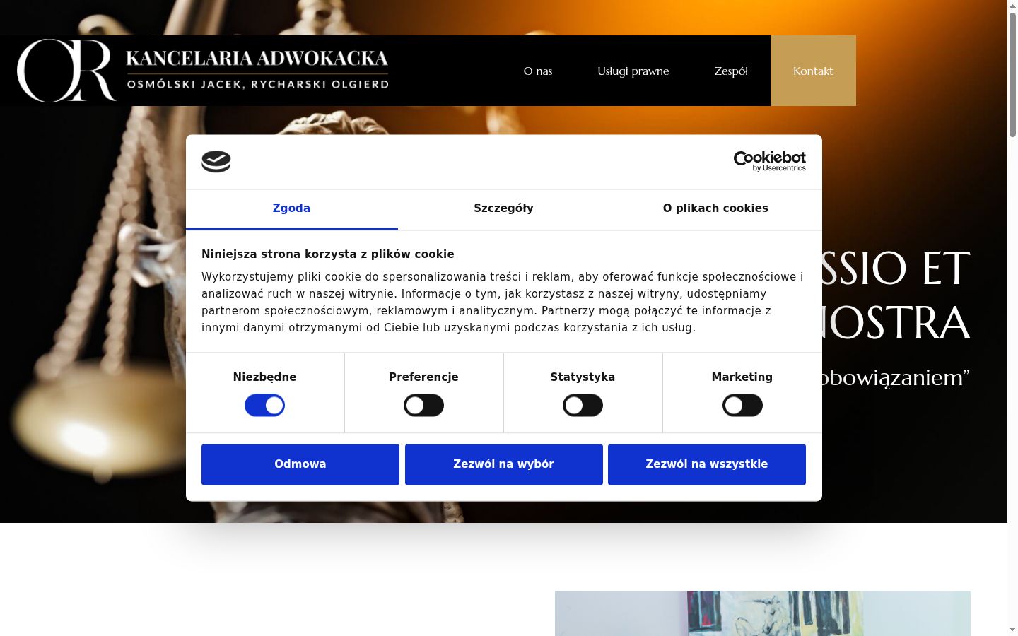 Captura de pantalla del banner de consentimiento mostrado antes de cualquier interacción