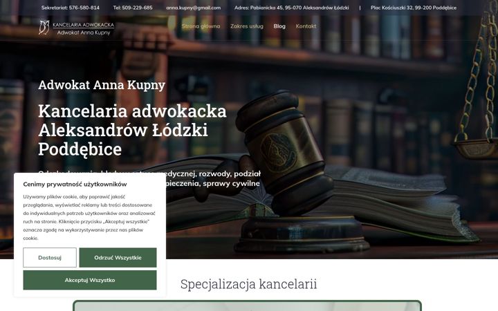 Screenshot of adwokat-aleksandrow.eu