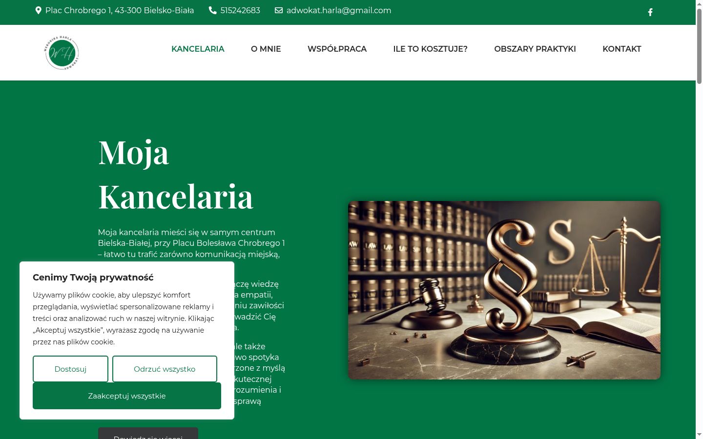 Captura de pantalla del banner de consentimiento mostrado antes de cualquier interacción