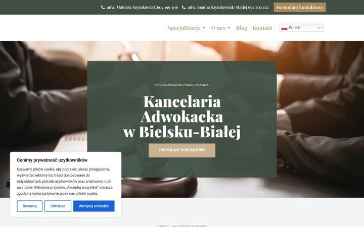 Captura de pantalla de adwokat-szymkowiak.pl