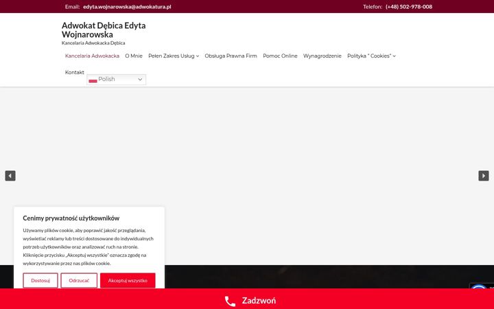 Captura de pantalla de adwokat-wojnarowska.com.pl