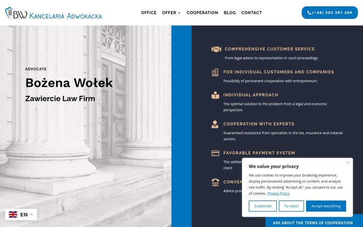 Captura de pantalla de adwokat-wolek.pl