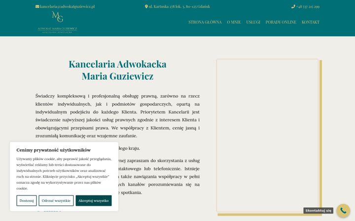 Posnetek zaslona adwokatguziewicz.pl