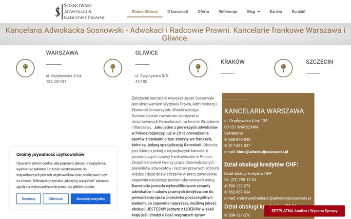 Snimka zaslona za adwokatjsosnowski.pl