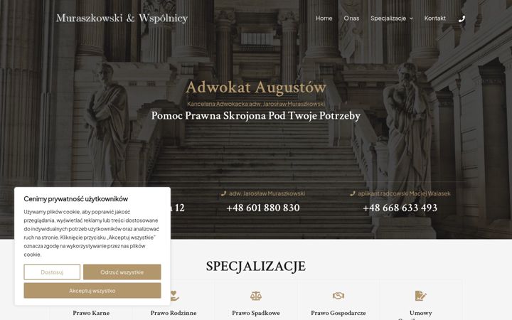 Skjámynd af adwokatmuraszkowski.augustow.pl