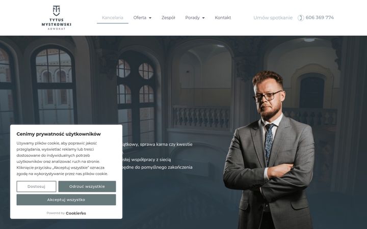Kuvakaappaus sivustosta adwokatmystkowski.pl