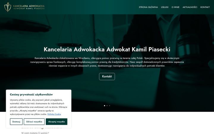 Kuvakaappaus sivustosta adwokatpiasecki.pl