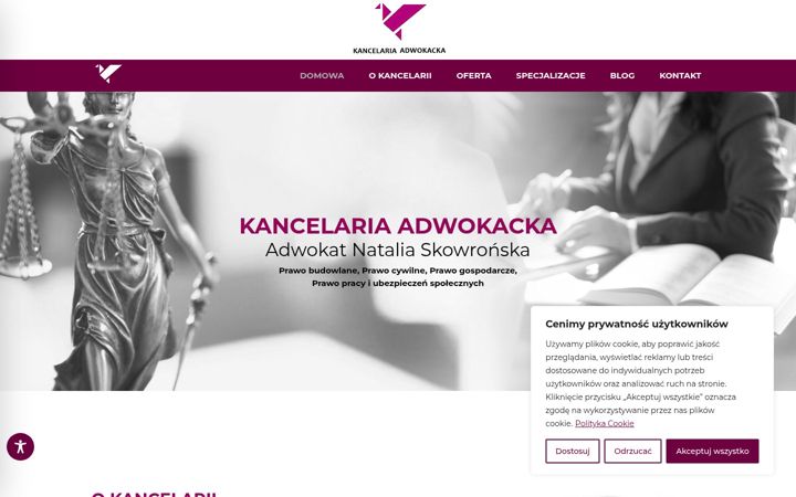 Kuvakaappaus sivustosta adwokatskowronska.pl