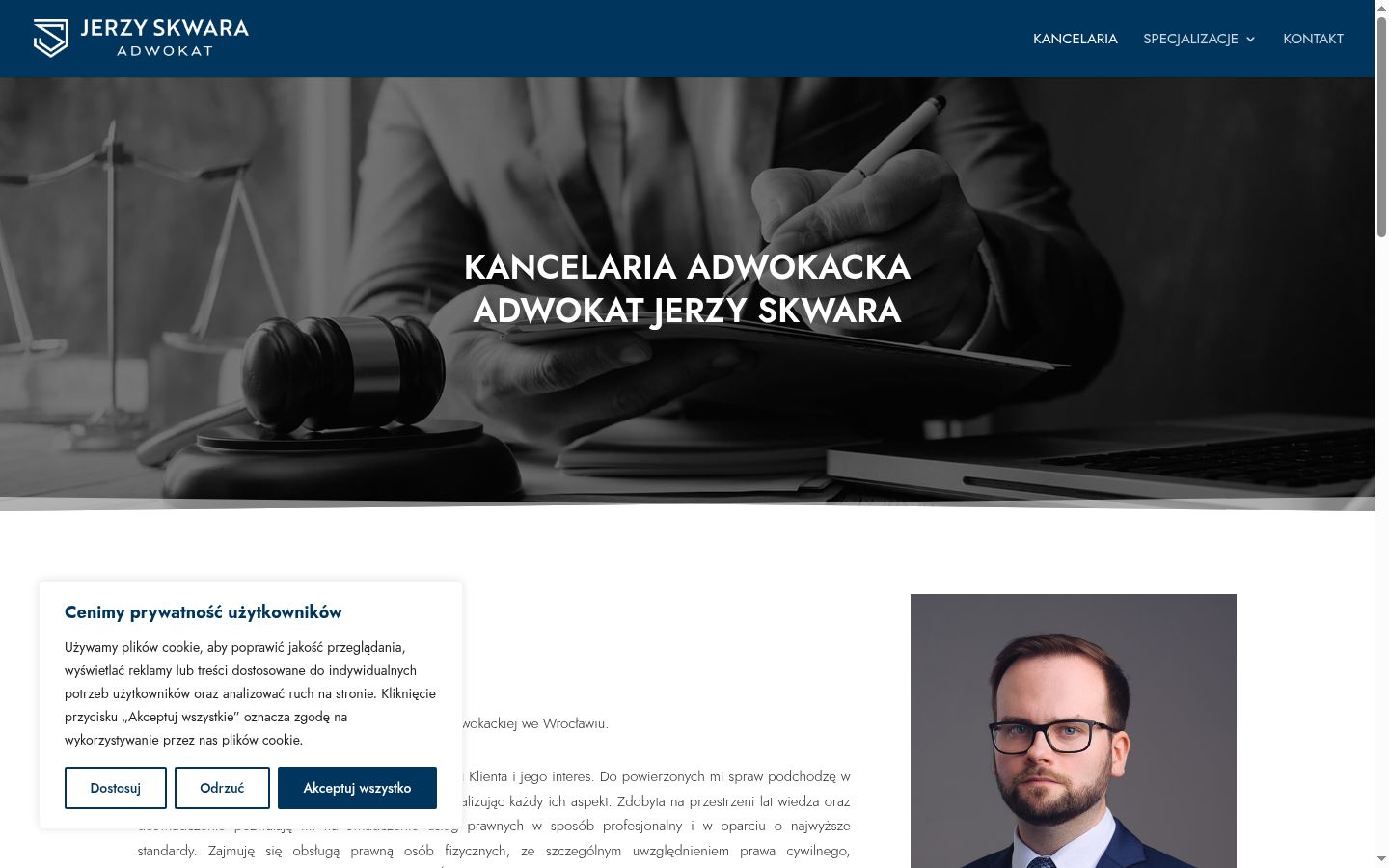Zrzut ekranu banera zgody wyświetlanego przed jakąkolwiek interakcją