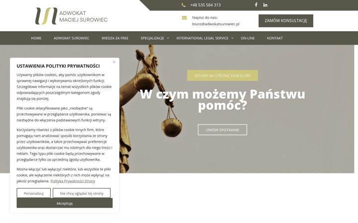 Ekraanipilt saidist adwokatsurowiec.pl